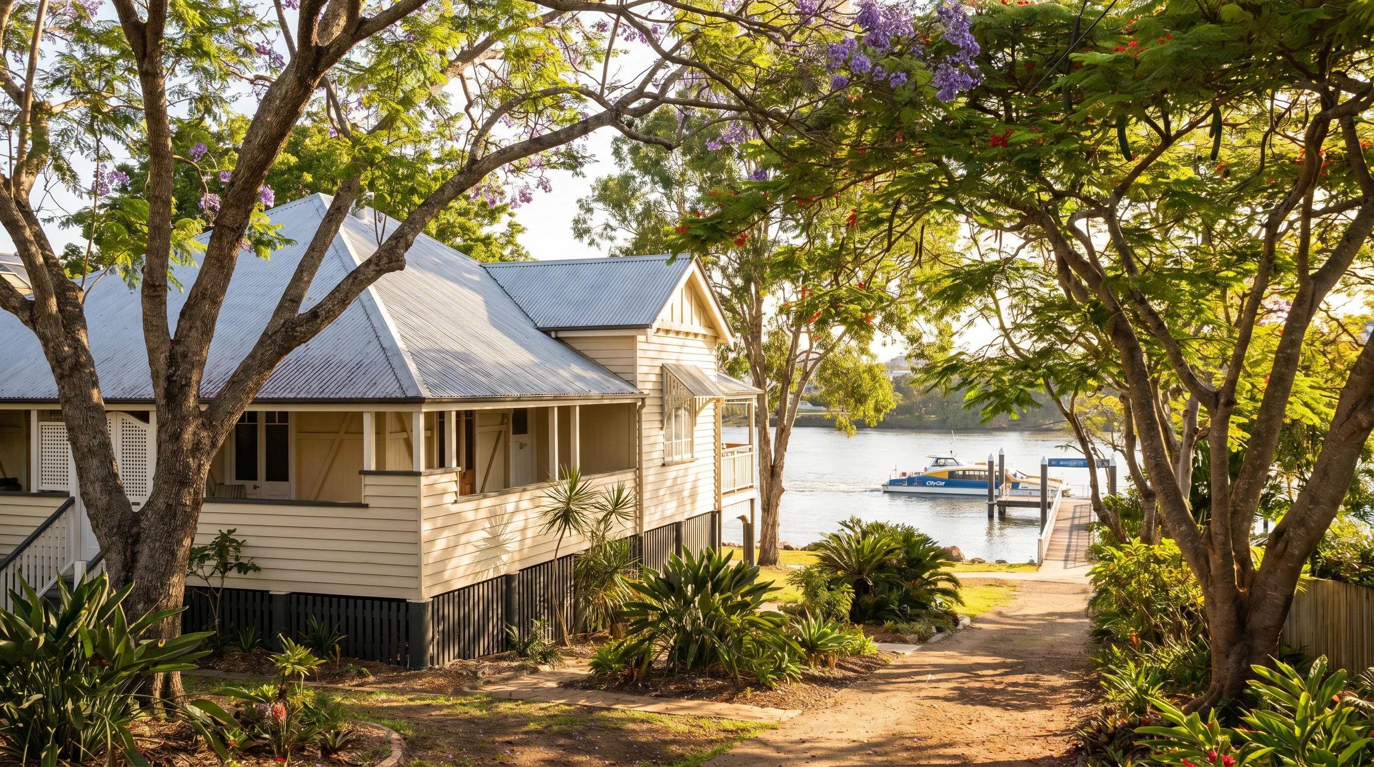 A Bulimba street showing the local housing and access a removalist plans around