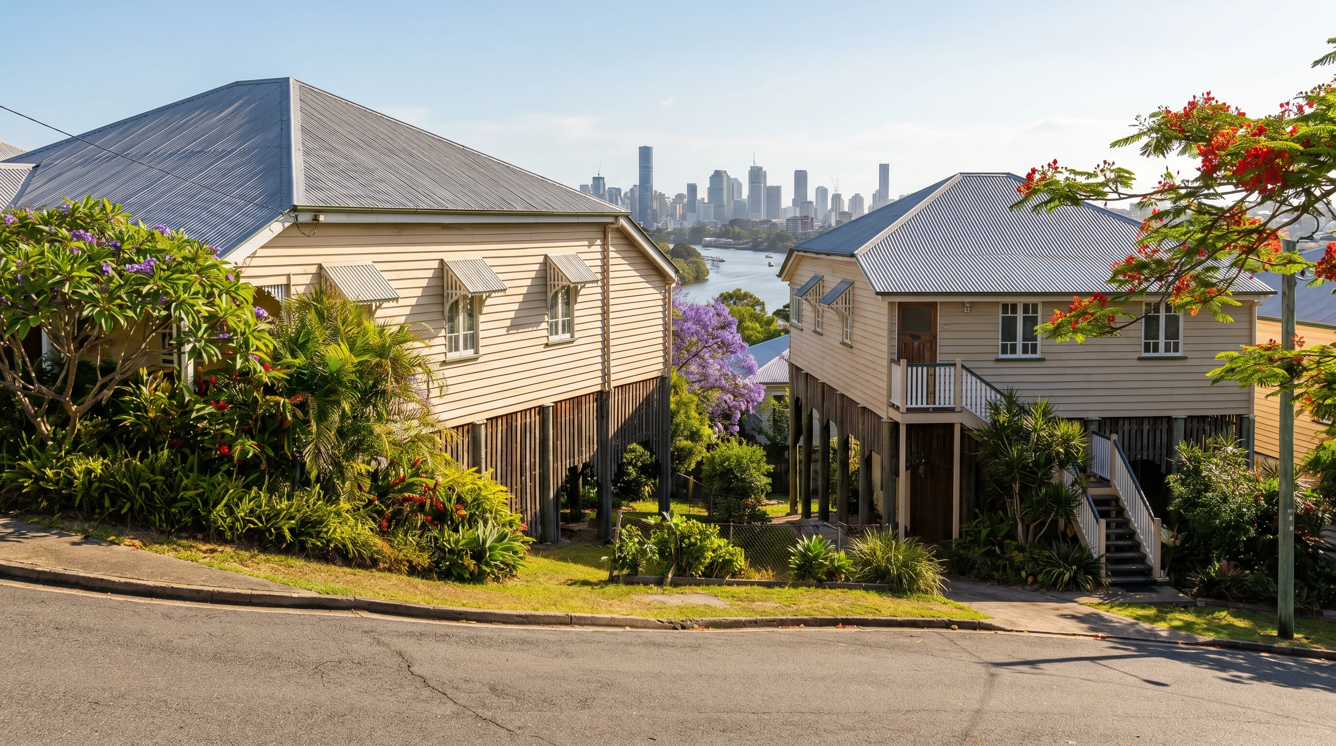 A Highgate Hill street showing the local housing and access a removalist plans around