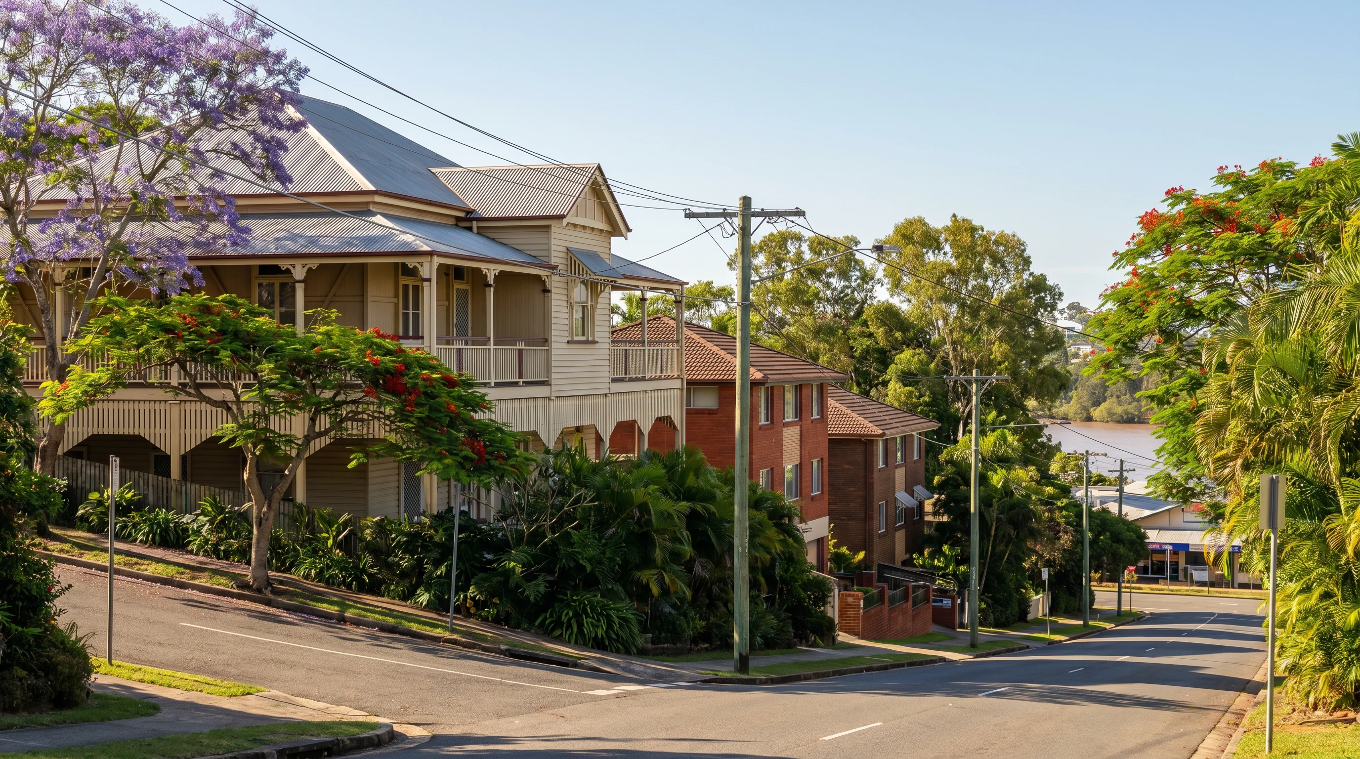 A Toowong street showing the local housing and access a removalist plans around